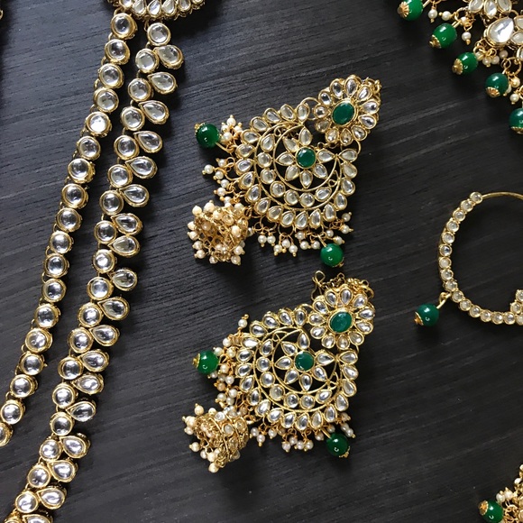 Green kundan bridal set